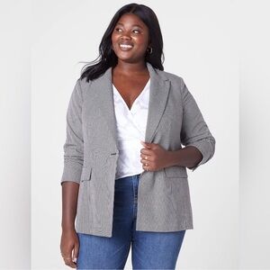 Lane Bryant One Button Black and White Check Blazer Size 24